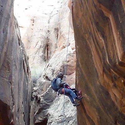 Moab Rappeling Adventure: Medieval Chamber Slot Canyon