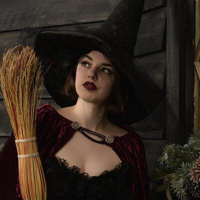 Witch Costume Photo Shoot - Olde Salem Village theatrical set