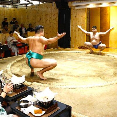 Tokyo Sumo Entertainment Show with Chicken Hot Pot and Photo