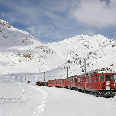 Swiss Alps Bernina Red train and St.Moritz tour from Milan
