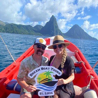 Private Boat Charter St. Lucia, boat tour to Soufriere. Full day